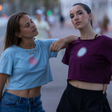 Crop top « Soleil & Semelles » - Bleu ciel