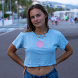Crop top « Soleil & Semelles » - Bleu ciel