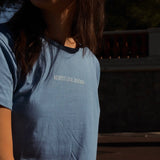 Crop top  "Respect Local Beaches" - Bleu